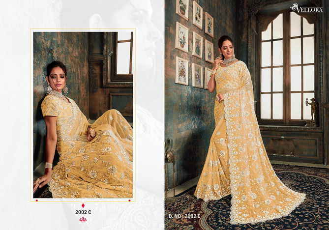 Vellora Vol 10 Soft Net Zarkan Work Designer Wedding Saree